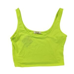 Heart & Hips Womens Small Neon Green Crop Tank Top Enzyme Washed New